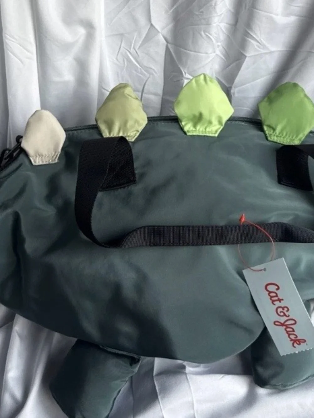 Cat & Jack Dinosaur Duffel Kids OS Green Solid Bag NWT